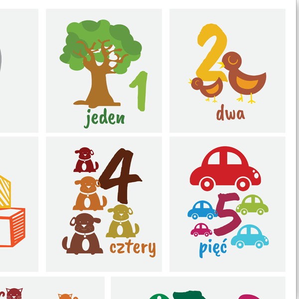 Plakat edukacyjny „Liczby” – nauka liczenia dla dzieci, Nr 5 fullcolor grey - obrazek 3