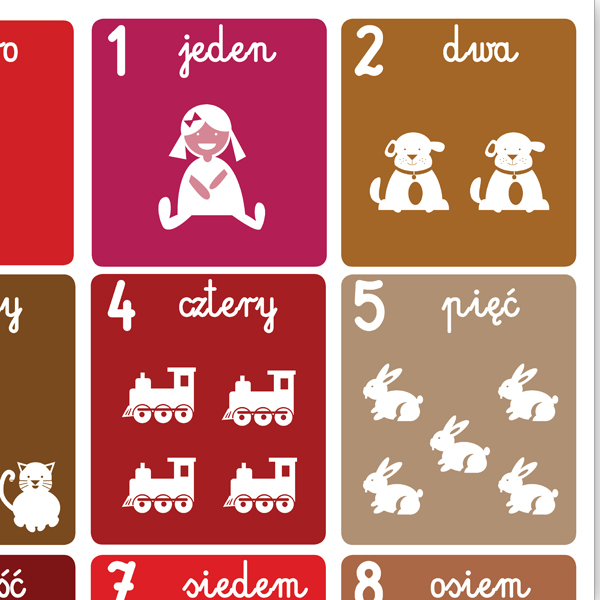 Plakat edukacyjny „Liczby” – nauka liczenia dla dzieci, Nr 9 warm dark - obrazek 5